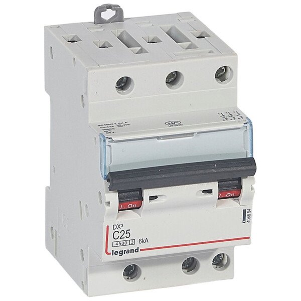Disjoncteur dx³ 4500 - vis/vis - 3p - 400 v~ - 25a - 6ka - courbe c - Legrand - 406894