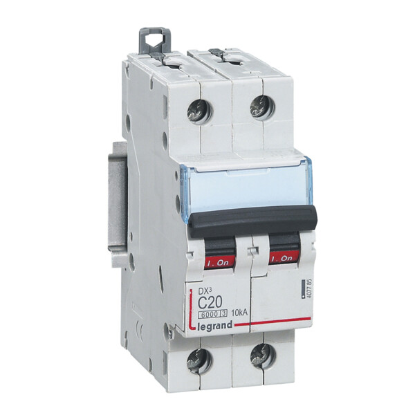 Disjoncteur 2P 20A Legrand DX3 6000 courbe C 10ka vis/vis 230/400V protection des départs - Legrand - 407785