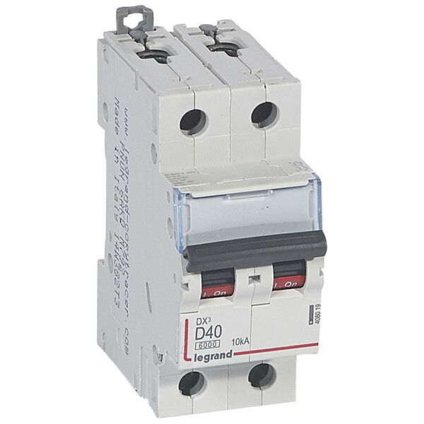 Disjoncteur dx³ 6000 Legrand - vis/vis - 2p - 230/400v~ - 40A - 10ka - courbe D - Legrand - 408019