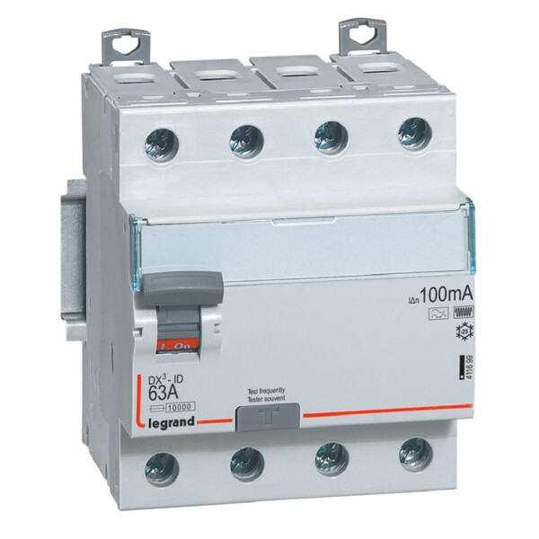 Interrupteur différentiel DX3 4p neutre gauche 63a 100ma type f - Legrand - 411699