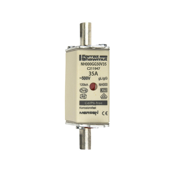 Fusible nh000 gg 500vac 35a pattes non isolées double indicateur par 3 - Mersen - Ferraz - C211947C