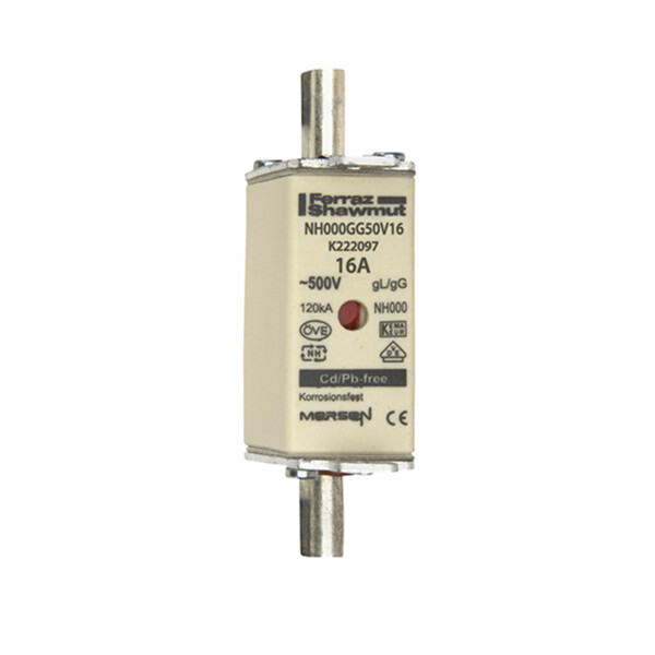 Fusible nh000 gg 500vac 16a pattes non isolées double indicateur par 3 - Mersen - Ferraz - K222097C