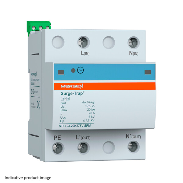 Parafoudre type 2+3, 20ka, uc275v, emi, sp tt/tns, 2 p, 2 mods, monobloc, remote - Mersen - Ferraz - 83230401