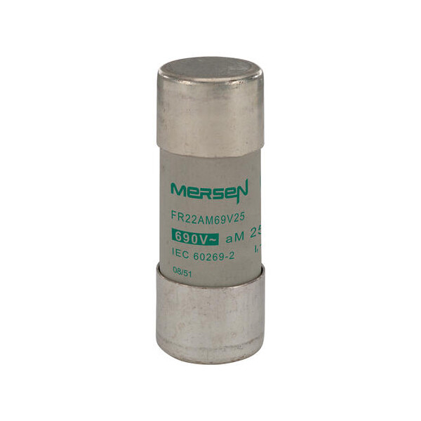Cartouche fusible Mersen type aM 25A sans indicateur 22x58 mm 690V - Mersen - Ferraz - J212597