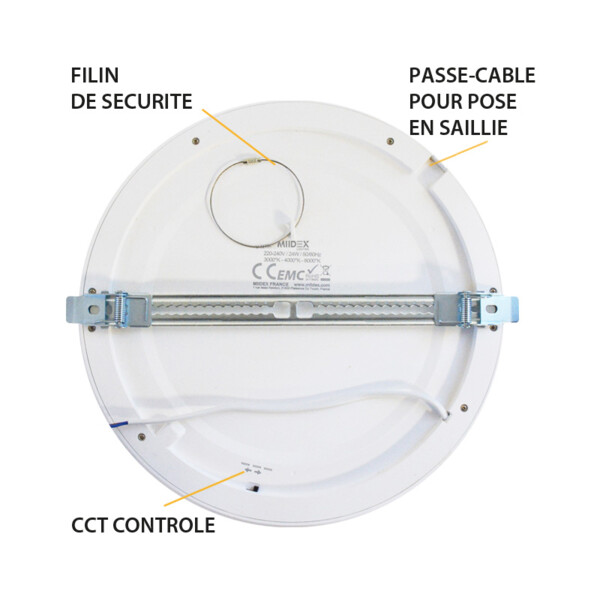 Aldébaran downlight diam 298mm 24w cct diam encast ajus pc - Miidex - 77674