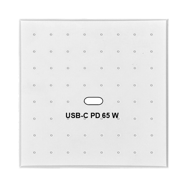 Façade Empreintes POINT Blanc Simple USB Power Delivery, magnétique - Modelec - 200471M-E4