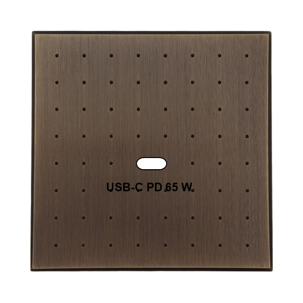 Façade Empreintes POINT Vieux Bronze Simple USB Power Delivery, magnétique - Modelec - 200477M-E4