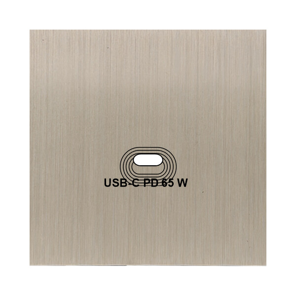 Façade Empreintes VOLUME Nickel Satiné Simple USB Power Delivery, magnétique - Modelec - 200478M-E1