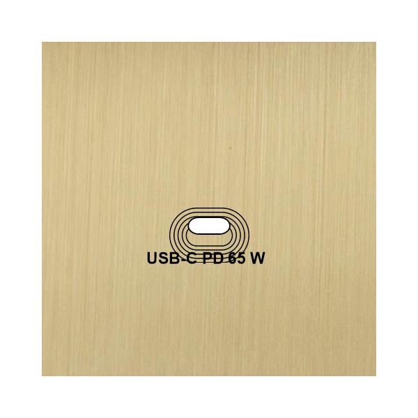 Façade Empreintes VOLUME Laiton Satiné Simple USB Power Delivery, magnétique - Modelec - 200479M-E1