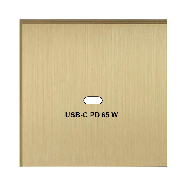 Façade Empreintes ANGLE Laiton Satiné Simple USB Power Delivery, magnétique - Modelec - 200479M-E2