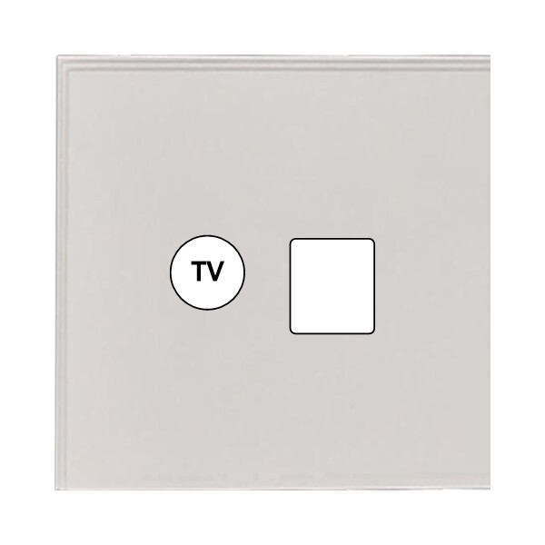 Façade Empreintes ANGLE Blanc Simple TV + RJ45, magnétique - Modelec - 210471M-E2