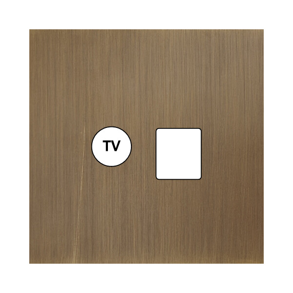Façade Empreintes PLAN Vieux Bronze Simple TV + RJ45, magnétique - Modelec - 210477M-E0