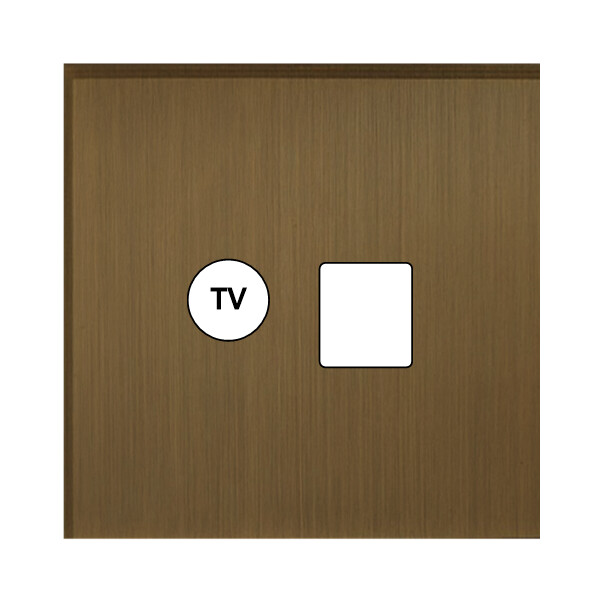 Façade Empreintes ANGLE Vieux Bronze Simple TV + RJ45, magnétique - Modelec - 210477M-E2