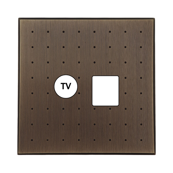Façade Empreintes POINT Vieux Bronze Simple TV + RJ45, magnétique - Modelec - 210477M-E4