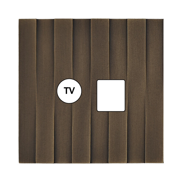 Façade Empreintes LIGNE Vieux Bronze Simple TV + RJ45, magnétique - Modelec - 210477M-E5