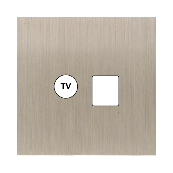 Façade Empreintes PLAN Nickel Satiné Simple TV + RJ45, magnétique - Modelec - 210478M-E0