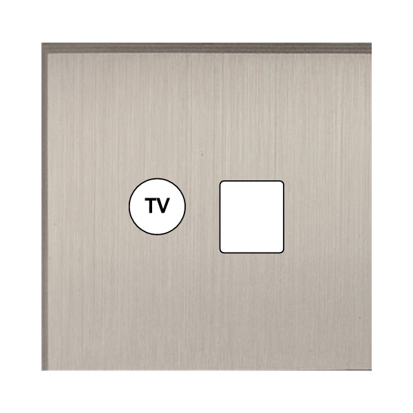 Façade Empreintes ANGLE Nickel Satiné Simple TV + RJ45, magnétique - Modelec - 210478M-E2