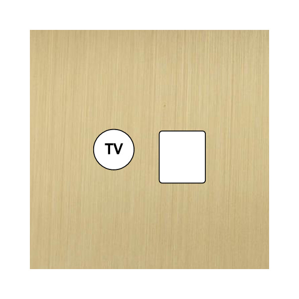 Façade Empreintes PLAN Laiton Satiné Simple TV + RJ45, magnétique - Modelec - 210479M-E0