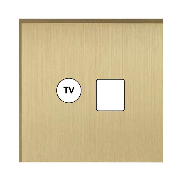 Façade Empreintes ANGLE Laiton Satiné Simple TV + RJ45, magnétique - Modelec - 210479M-E2