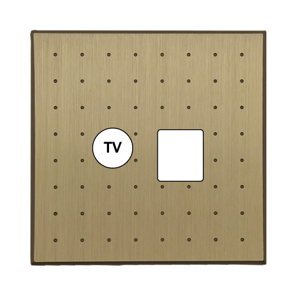 Façade Empreintes POINT Laiton Satiné Simple TV + RJ45, magnétique - Modelec - 210479M-E4