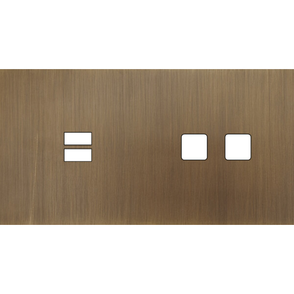 Façade Empreintes PLAN Vieux Bronze Double Horiz Chargeur USB 2 boutons carrés - Modelec - 229477M-E0