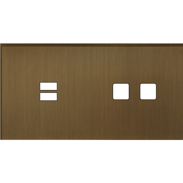 Façade Empreintes ANGLE Vieux Bronze Double Horiz Chargeur USB 2 boutons carrés - Modelec - 229477M-E2