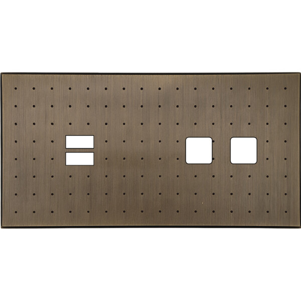 Façade Empreintes POINT Vieux Bronze Double Horiz Chargeur USB 2 boutons carrés - Modelec - 229477M-E4