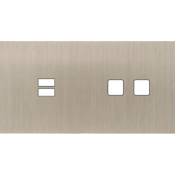 Façade Empreintes PLAN Nickel Satiné Double Horiz Chargeur USB 2 boutons carrés - Modelec - 229478M-E0