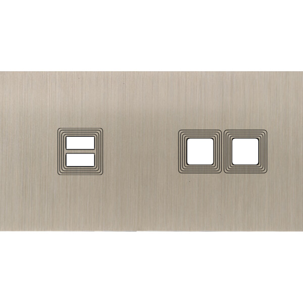 Façade Empreintes VOLUME Nickel Satiné Double Horiz Chargeur USB 2 boutons carré - Modelec - 229478M-E1