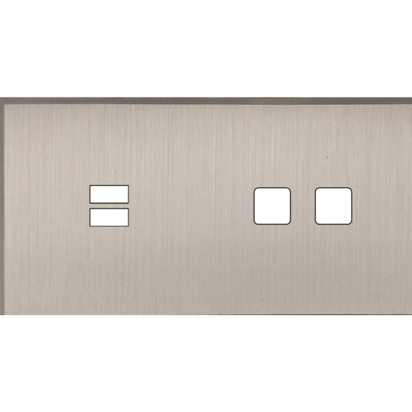Façade Empreintes ANGLE Nickel Satiné Double Horiz Chargeur USB 2 boutons carrés - Modelec - 229478M-E2