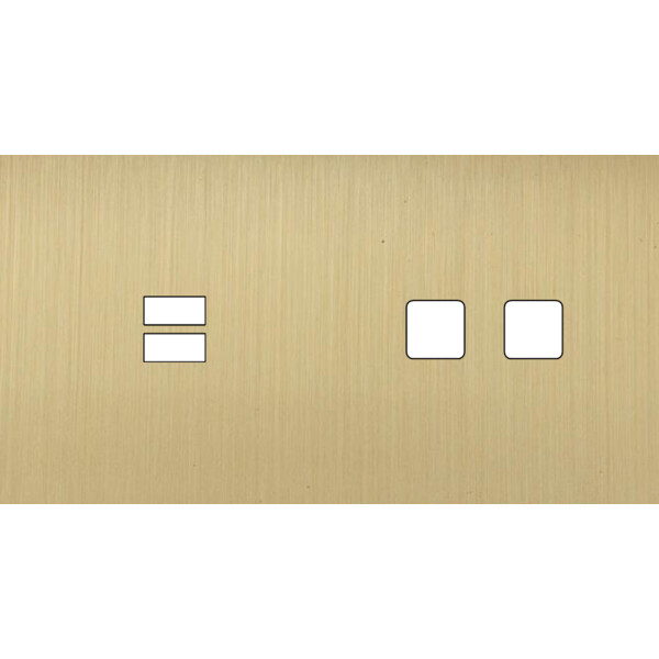 Façade Empreintes PLAN Laiton Satiné Double Horiz Chargeur USB 2 boutons carrés - Modelec - 229479M-E0