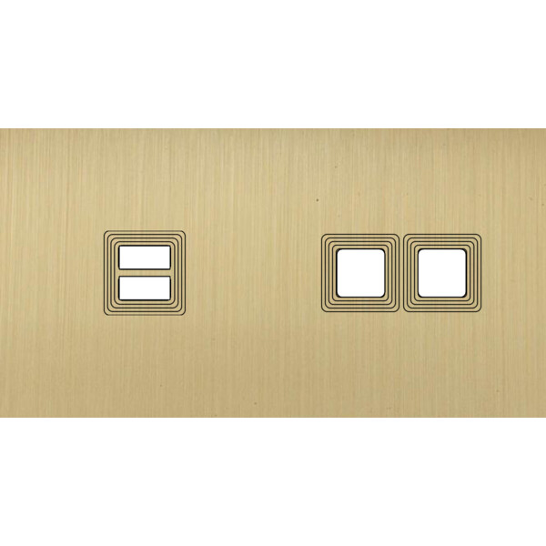 Façade Empreintes VOLUME Laiton Satiné Double Horiz Chargeur USB 2 boutons carré - Modelec - 229479M-E1