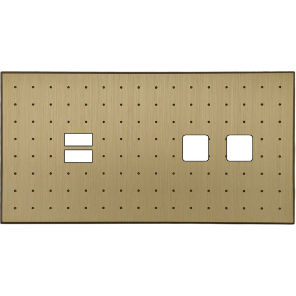 Façade Empreintes POINT Laiton Satiné Double Horiz Chargeur USB 2 boutons carrés - Modelec - 229479M-E4