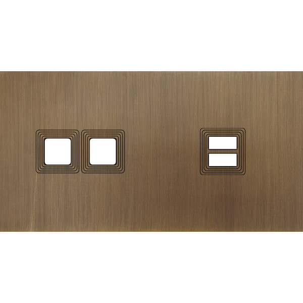 Façade Empreintes VOLUME Vieux Bronze Double Horizontale 2 boutons carrés USB - Modelec - 236477M-E1