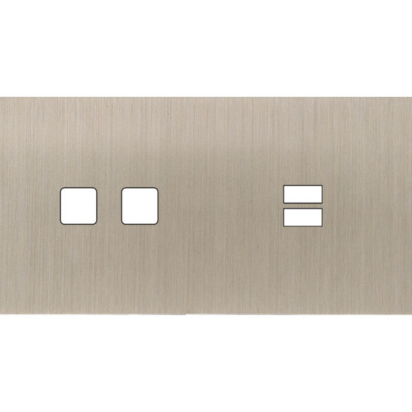 Façade Empreintes PLAN Nickel Satiné Double Horizontale 2 boutons carrés USB - Modelec - 236478M-E0