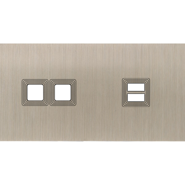 Façade Empreintes VOLUME Nickel Satiné Double Horizontal 2 boutons carrés USB - Modelec - 236478M-E1