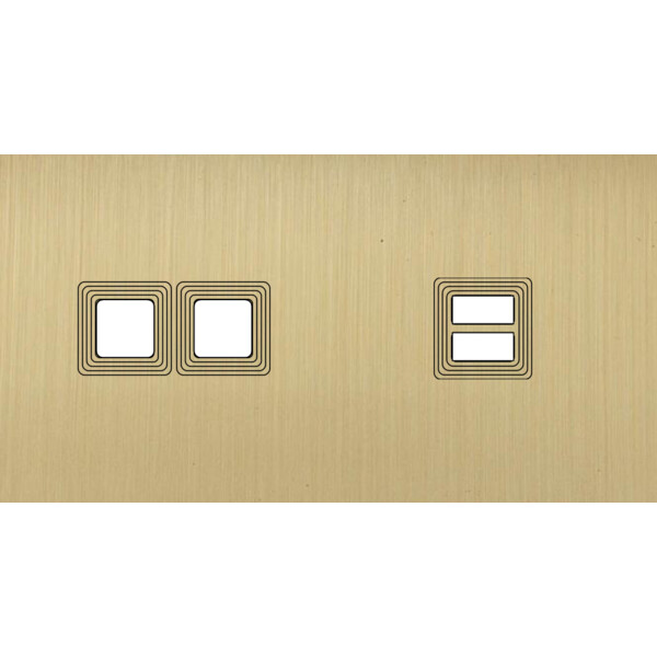 Façade Empreintes VOLUME Laiton Satiné Double Horizontal 2 boutons carrés USB - Modelec - 236479M-E1