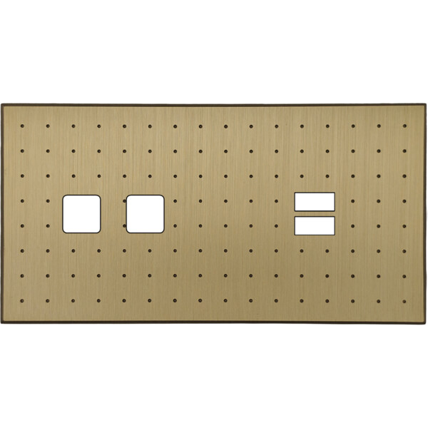 Façade Empreintes POINT Laiton Satiné Double Horizontale 2 boutons carrés USB - Modelec - 236479M-E4