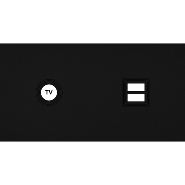 Façade Empreintes VOLUME Noir Double Horizontale Prise TV Chargeur USB, magnet - Modelec - 255472M-E1