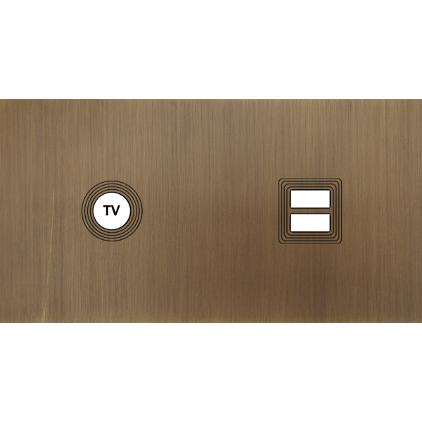 Façade Empreintes VOLUME Vieux Bronze Double Horizontale Prise TV Chargeur USB - Modelec - 255477M-E1