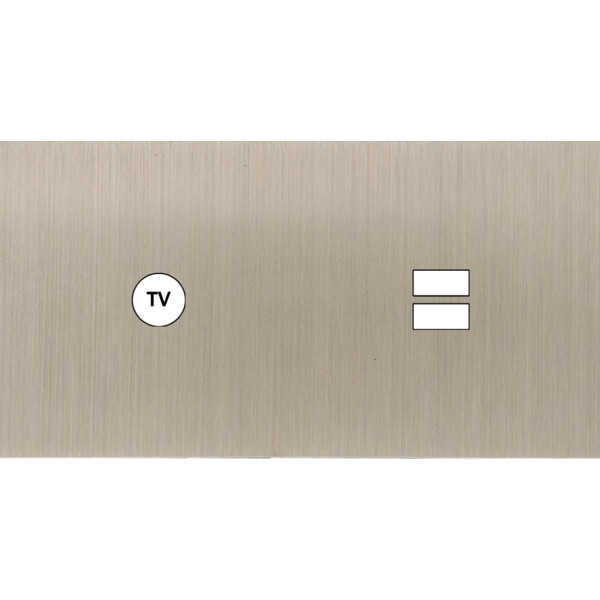 Façade Empreintes PLAN Nickel Satiné Double Horizontale Prise TV Chargeur USB M - Modelec - 255478M-E0
