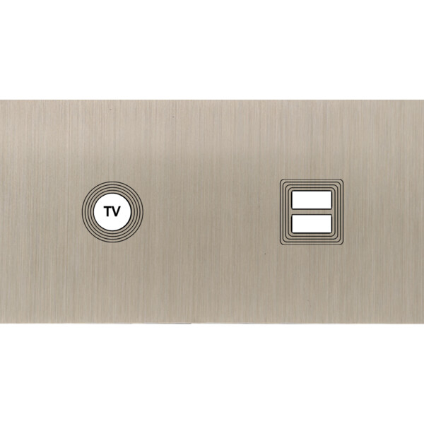 Façade Empreintes VOLUME Nickel Satiné Double Horizontale Prise TV Chargeur USB - Modelec - 255478M-E1