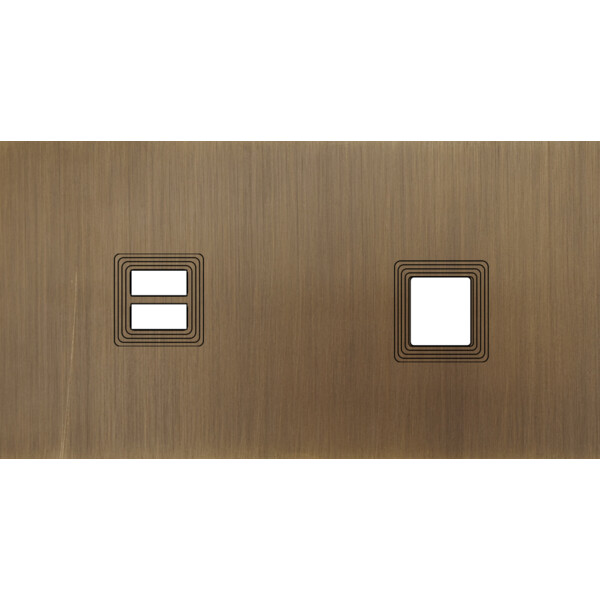Façade Empreintes VOLUME Vieux Bronze Double Horizontale Chargeur USB Média, mag - Modelec - 256477M-E1