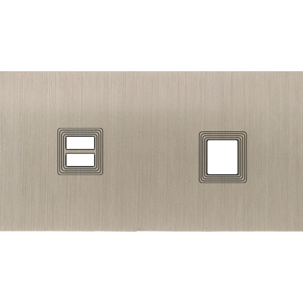 Façade Empreintes VOLUME Nickel Satiné Double Horizontale Chargeur USB Média M - Modelec - 256478M-E1