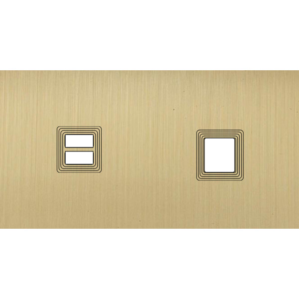 Façade Empreintes VOLUME Laiton Satiné Double Horizontale Chargeur USB Média M - Modelec - 256479M-E1