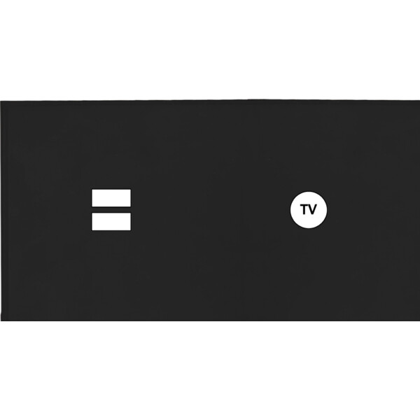 Façade Empreintes ANGLE Noir Double Horizontale Chargeur USB Prise TV, magnet - Modelec - 257472M-E2