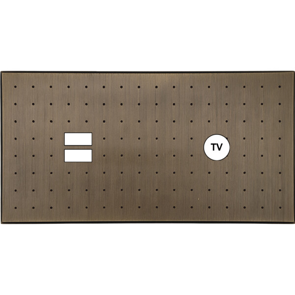 Façade Empreintes POINT Vieux Bronze Double Horizontale Chargeur USB Prise TV M - Modelec - 257477M-E4