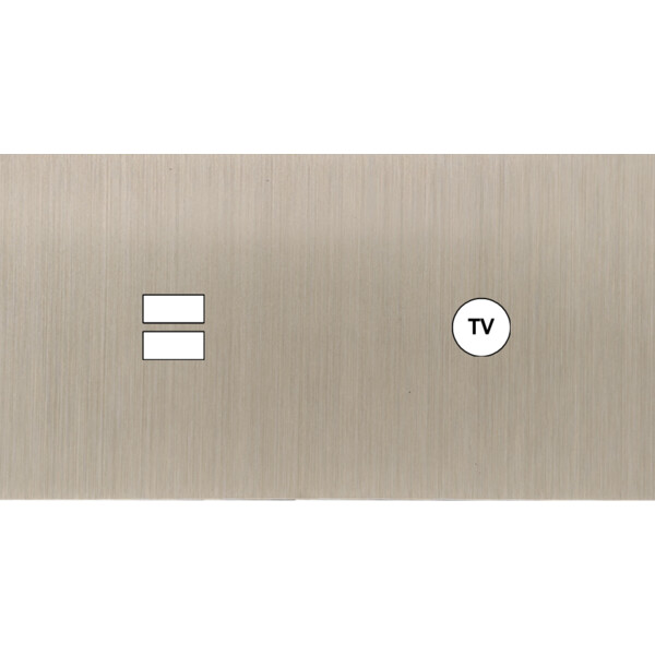 Façade Empreintes PLAN Nickel Satiné Double Horizontale Chargeur USB Prise TV M - Modelec - 257478M-E0
