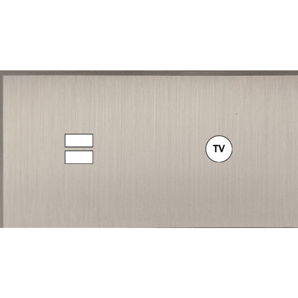 Façade Empreintes ANGLE Nickel Satiné Double Horizontale Chargeur USB Prise TV M - Modelec - 257478M-E2
