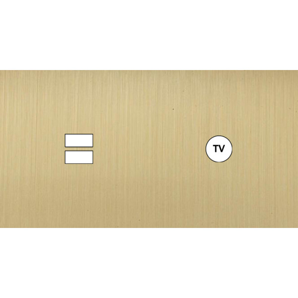 Façade Empreintes PLAN Laiton Satiné Double Horizontale Chargeur USB Prise TV M - Modelec - 257479M-E0